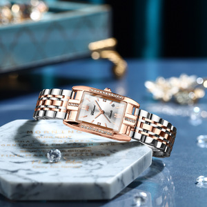 Reloj de Mujer Rectangular <span class=keywords><strong>Dawn</strong></span> New, Venta al por Mayor de Fábrica, Cuarzo, Calendario, Correa de Acrílico Sólido, Caja de Acero Inoxidable, Resistente al Agua 30M - Product Image 3