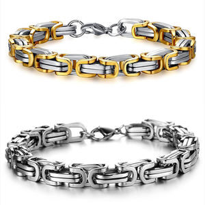 K057 Bracelet Chaîne Byzantine en Acier Inoxydable PVD Plaqué Or 18 Carats, Boucle Arrière Épaisse 5MM 6MM 7MM, Bijoux de Haute Qualité pour Hommes - Product Image 6