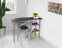 Tabouret de bar haut pliant noir argenté avec dossier et repose-pieds chaise de bar pour cuisine petit déjeuner