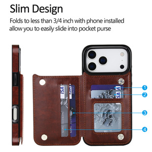 Pour <span class=keywords><strong>iPhone</strong></span> 17/Air/Pro/Max Business PU étui en cuir, Insertion de carte Crazy Horse Pattern Phone Case, <span class=keywords><strong>Amazon</strong></span> Hot Product - Product Image 5