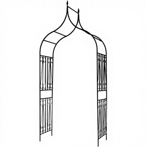 Arche de jardin noire au design classique, en fer forgé et thermolaqué, pour cérémonie de mariage, réception, décoration de scène et événements pour bébés - Product Image 2