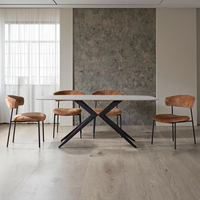 Mobilier de salle à manger personnalisé moderne, léger, de luxe, sur pieds en céramique, en verre trempé