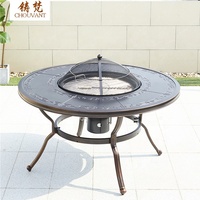 Table d'extérieur avec grille de barbecue au charbon de bois coréen, table et chaise de barbecue en plein air, table d'extérieur pour barbecue