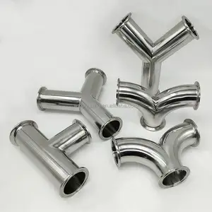 Aço inoxidável sanitário Y tipo 3 way tee conector pipe fitting tri-clamp soldagem