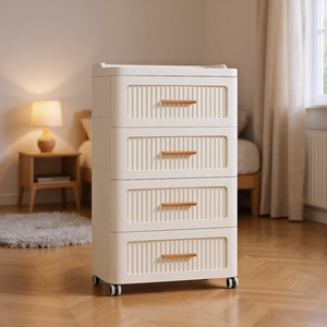 Armoires de rangement à <span class=keywords><strong>4</strong></span> niveaux pour la maison avec <span class=keywords><strong>tiroirs</strong></span>, portables, durables, empilables, organisateurs de rangement en <span class=keywords><strong>plastique</strong></span> avec roulettes - Product Image 1