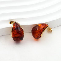 18K Vergoldete Edelstahl-Ohrstecker Römische Ziffern Perlen-Stil Minimalistischer Bernstein-Schmuck Damen Ton Vergoldet 18K