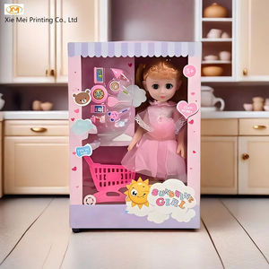 Kotak mainan kardus dapat dilipat pabrik kemasan kotak boneka kustom dengan jendela PVC boneka mainan anak-anak kotak hadiah - Product Image 1