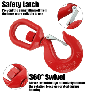 Certificado ISO 360. Gancho Giratorio Industrial para Elevación con Ojo Giratorio y Anclaje de Seguridad - Product Image 2