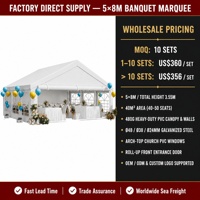 Tente de réception en PVC 5x8m avec armature en acier à poutres droites, robuste, pour mariages et événements, abri extérieur amélioré avec auvent galvanisé