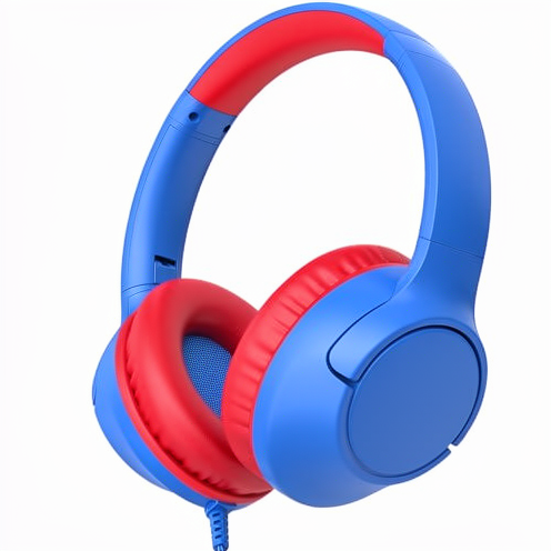 Kids Over-Ear Headphones Active Noise Cancellation Wired Foldable Design Stereo Sound 3.5mm Jack Volume Limit Travel-Friendly