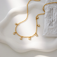Collier en acier inoxydable plaqué or 18K PVD, tendance, classique, avec pendentif rond en zircon blanc