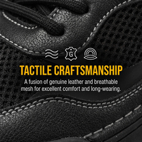 Zapatos de Trabajo Ligeros de Cuero Genuino con Malla Transpirable, Suela de Goma, Zapatillas Casuales para Hombre