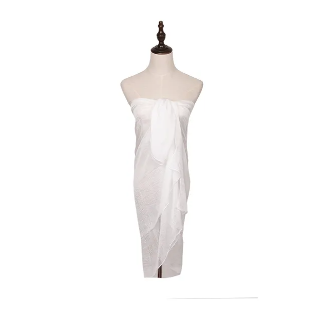 Alla moda della signora del costume da bagno vestito sexy tinta unita di colore spiaggia sarong bianco