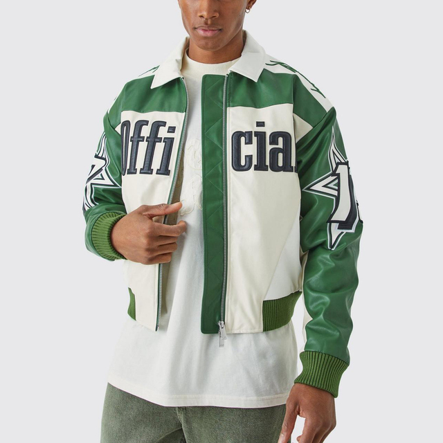 Custom Men's Nascar Racing Jacket Vintage Genuine Leather with Embroidery Street Style Winter Motorcycle Jacket