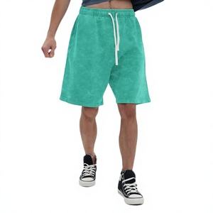 Shorts pour hommes Elite délavés à l'acide, en coton épais de haute qualité, effet vintage, avec logo personnalisé, style survêtement - Product Image 2