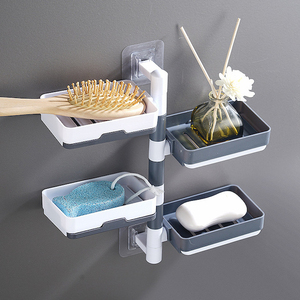 Shower Stand gantungan dinding kamar mandi serba-serbi Organizer plastik tempat spons baki sabun kotak PP rak berputar - Product Image 2