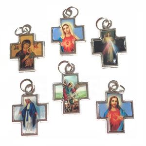 Liontin Salib Logam Campuran Enamel Hadiah Religius, Aksesori Kalung Agama, Liontin Salib Ikon Persegi - Product Image 1