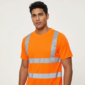 Clush Industries Polyester/Cotton Custom Breathable High Visibility Reflective Safety T-Shirt Unisex Construction Work <b>Heat</b> - Product Image 1