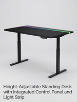 Bureau de travail électrique AOR, nouveau modèle, avec plateau en acier inoxydable, RGB, commande intégrée à aspiration magnétique, extensible, usage commercial