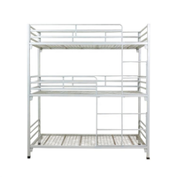 Lit superposé triple en métal robuste pour adultes, lit superposé à 3 niveaux pour auberge, dortoir, appartement
