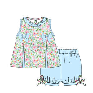 Set Primaverile Personalizzato <span class=keywords><strong>per</strong></span> Bambina con Motivo Floreale, Abbigliamento Senza Maniche <span class=keywords><strong>per</strong></span> <span class=keywords><strong>Bambini</strong></span> all'Ingrosso - Product Image 4