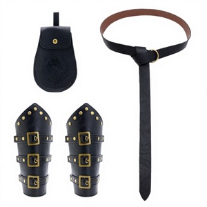 Conjunto de Cinturón Vikingo Medieval, Bolsa de Cintura de Cuero Sintético, Protectores de Muñeca, Accesorios de Disfraz Renacentista, Halloween, LARP - Product Image 1