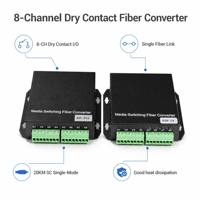 8ch Unidirectional Dry Contact Over Fiber Transmitter Receiver SC Single Mode 20KM Plug and Play for Remote IO Relay Control