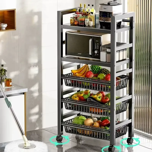 Estante organizador de metal <span class=keywords><strong>para</strong></span> cocina, plegable, <span class=keywords><strong>para</strong></span> microondas, frutas y verduras, venta al por mayor de fábrica - Product Image 1