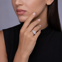 Bague de fiançailles pour femme en moissanite, argent sterling 925, taille ronde, trois pierres, six griffes, triple rangée, pavé