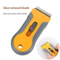 Couteau grattoir métallique à clipser avec revêtement en caoutchouc, multifonctionnel, pour décoller la colle, applicateur de film pour téléphones et vitres de voiture, cuisine