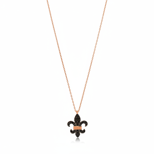 Français Lys Fleur Conception Noir Zircon Pierre Charme Collier Turc À La Main En Gros 925 Bijoux En Argent Sterling - Product Image 2