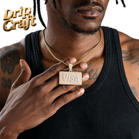 Collier pendentif en forme de carte VISA Hip Hop, bijoux tendance Hip Hop en cuivre avec zircon pour hommes et femmes