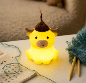 Cute Animal Silicone Highland Cow Pat Night <b>Light</b> Dimming Bedroom Bedside Atmosphere <b>Sleep</b> Lamp usb rechargeable for kids - Product Image 1
