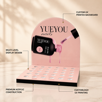Présentoir pliable moderne rose en acrylique pour vernis à ongles, support de comptoir multi-trous pour bouteilles de gel, idéal pour salon de manucure