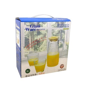 Precio al por mayor, portátil, 5/3 Uds., juego de tazas de jarra de agua de vidrio a rayas, jarra para agua, jugo, cerveza, vino - Product Image 6