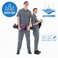 Conjunto de Ropa de Trabajo de Manga Corta de Secado Rápido, Transpirable, de Alta Elasticidad, Nailon y Spandex, Uniforme de Taller para Mecánico de Fábrica