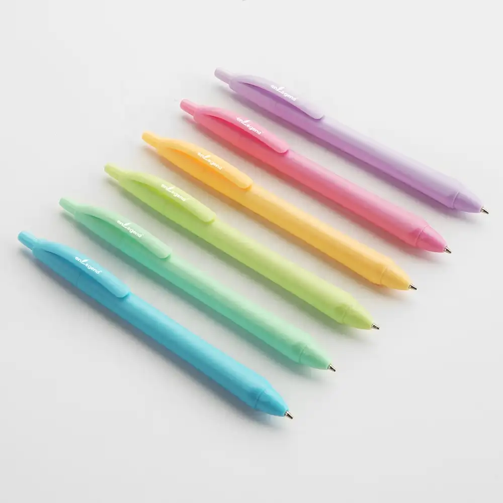 ออกแบบใหม่น่ารักMacaron PastelสีพลาสติกBallปากกาโลโก้