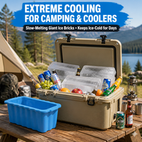 Moule à glace rectangulaire extra large en silicone de qualité alimentaire renforcé pour camping en extérieur, moule à briques de glace réutilisable pour glacière