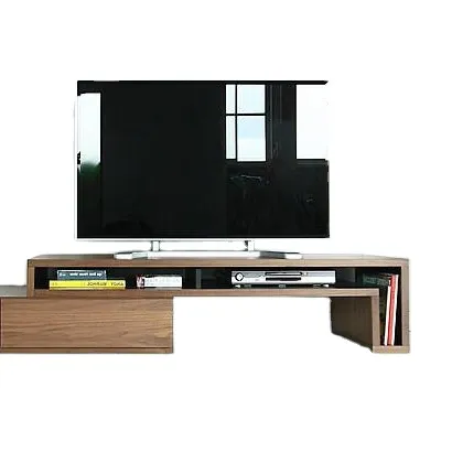 Modern wooden led hanging tv stand furniture with showcase