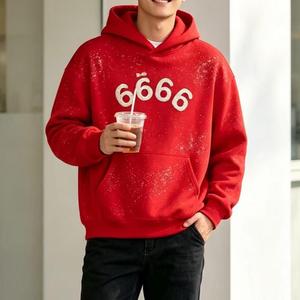 666 2026 Sweat à capuche oversize en molleton 100% coton de haute qualité, motif 3D pour impression en relief, manches longues, avec 5 logos - Product Image 2