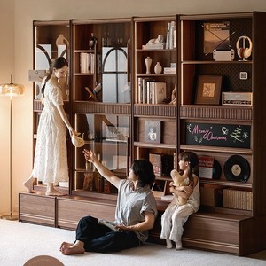 Starry Night Full Wall Bookshelf 9060cm <b>Solid</b> <b>Wood</b> Integrated Cabinet Multifunction Home Use - Product Image 1