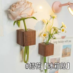 Wall Vase Wooden Magnetic Test Tube Flower Holder Square Shape For Floral Display Decorative Ornament - Product Image 4
