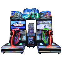 Bornes d'arcade de course de vitesse double moto, jeu de conduite commercial à deux vélos
