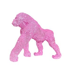 Ornement animalier de luxe léger, décoration de bureau ou de meuble TV, figurine de gorille marchant en blocs de construction, finition dorée, objet de collection tendance - Product Image 5