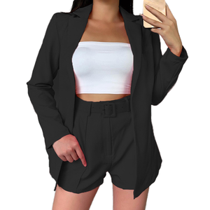 Femmes 2024 printemps automne blazers décontractés <span class=keywords><strong>à</strong></span> manches longues revers ouvert devant bouton bureau coupe régulière court imperméable Blazer vestes - Product Image 3