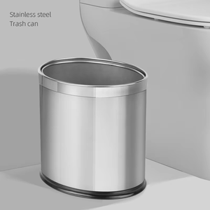 Poubelle de rangement debout en acier inoxydable <span class=keywords><strong>monocouche</strong></span>/bicouche de 12 L, surface <span class=keywords><strong>satin</strong></span>ée, poubelle écologique pour bureau, hôtel - Product Image 1