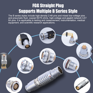 מחבר מתכת מסדרה B דגם 2B FGG, תקע תעופתי ישר זכר, תואם ל-<span class=keywords><strong>Lemo</strong></span>, מגע רב-קוטבי, לחיצה-משיכה, נעילה עצמית. - Product Image 2