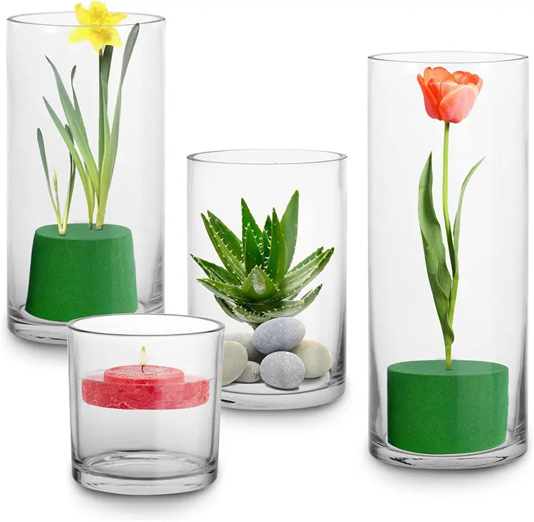 Luxus-Wasserkultur-Transparente Glasvase Geburtstagsparty Zylindervase für Heimdekoration Herzstücke