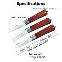 Couteau pliant avec manche en bois, couteau pliant utilitaire, couteau pliant de qualité, lame en acier inoxydable, manche en bois de poirier, ensemble complet