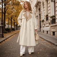 Trench-coat imperméable au-dessus du genou pour femme, coupe-vent décontracté